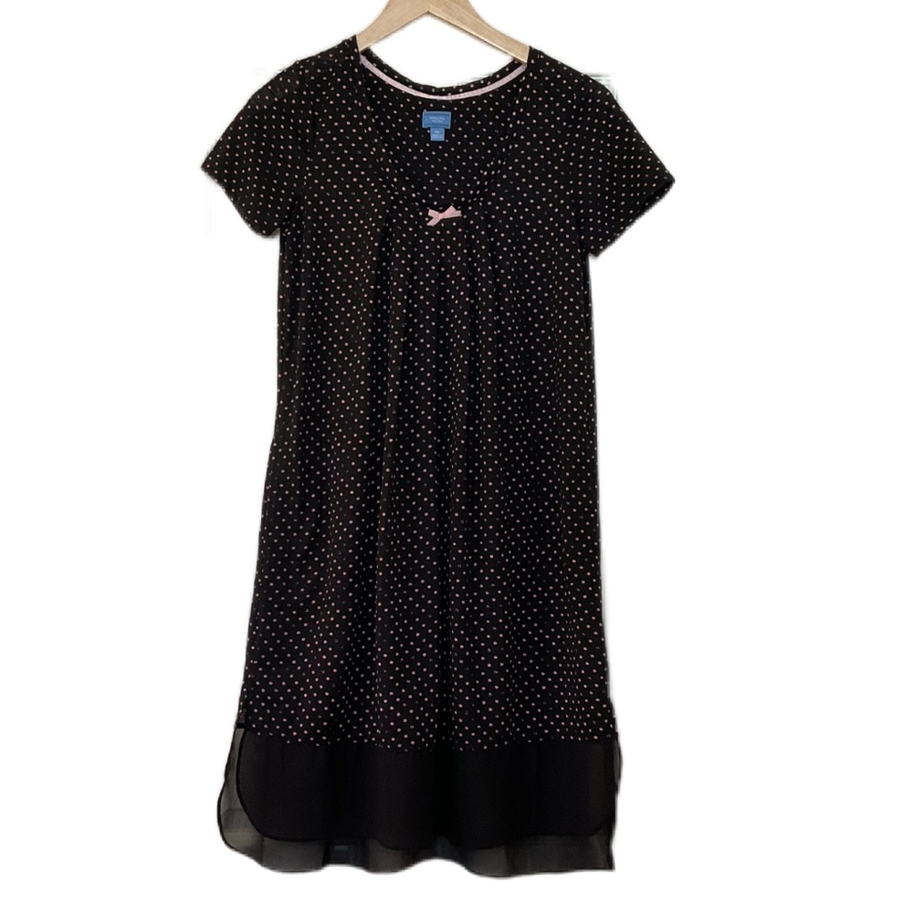 Vera Wang Nightgown Black Pink Polka Dot Size Extra Small